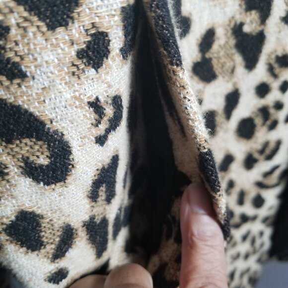 Women's Leopard Cotton Long Open Front Career Blazer Sz 8 - Picture 3 of 6